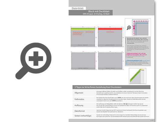 Product Bild block_mit_leimbindung_und_deckblatt__din_a4_quer__50_blatt__4_4_farbig_beidseitig_bedruckt